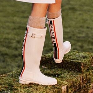 Hunter Tall Tri Color Logo Rain Boots Size 9